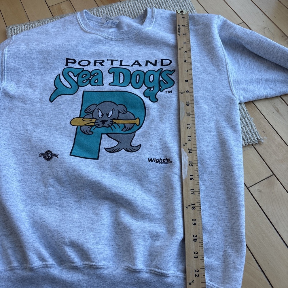 Vintage Portland Sea Dogs Maine Sweatshirt XL Gray Crewneck Youth Baseball - Picture 8 of 11